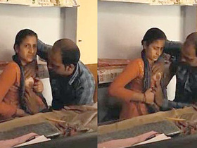 Director giving oral pleasure to teacher in staff room