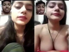Rare opportunity to see a beautiful girl exposing her breasts and genitalia in a live video call