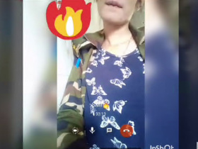 Desi military officer pleasures her boyfriend through video call