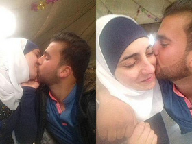 Arab girl masturbates with boy's help