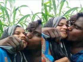 Desi couple kissing passionately in the great outdoors