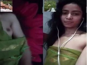 Cute girl reveals her body in a video call