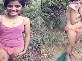 Shy Tamil girl hesitates to reveal her breasts in public