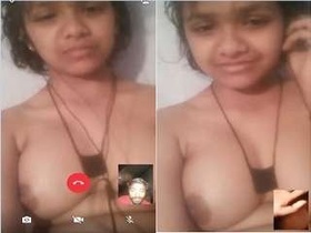 Desi babe flaunts her ample bosom on a video call