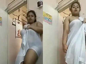 Indian girl flaunts her body in a towel