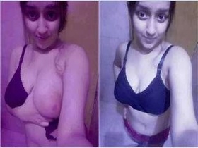 Pretty Indian girl flaunts her large breasts in exclusive video