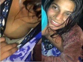 Lovely Indian girl records her chest on camera for her admirer