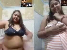 Indian Aunt's Video Call with Her Boobs on Full Display