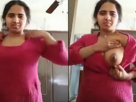 College girl flaunts her body on webcam in front of the camera