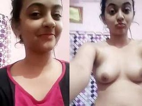 Cute Indian girl flaunts her natural breasts on camera