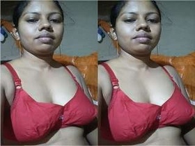Horny babe flaunts her assets in video call