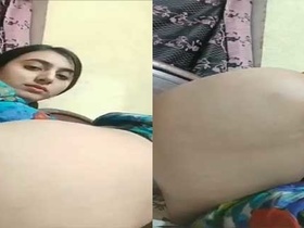 Pretty Muslim girl shows off her naked pussy in a village