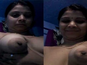 Bhabhi flaunts her breasts and vagina with a happy demeanor