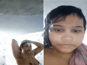 Desi Indian girl strips and bathes in the bathtub