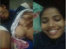 Pretty Indian girl gives a blowjob and bares her breasts