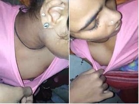 Lover fondles and presses boobs of Indian girl