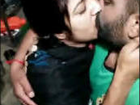 Adorable couple sharing a romantic kiss