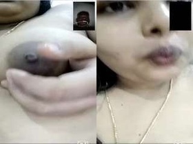 Horny bhabhi flaunts her breasts and vagina on video call