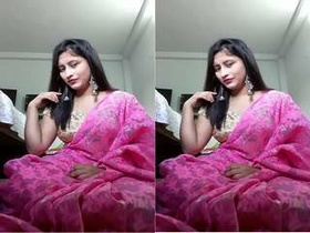 Part 4 of a video call featuring a Desi Indian girl who flaunts her breasts and genitals