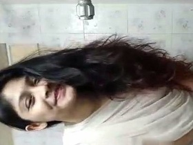 Nude selfie of Indian girl in bathroom
