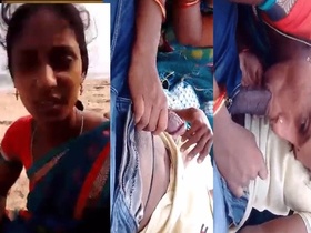 Indian wife gives a public blowjob to her boyfriend