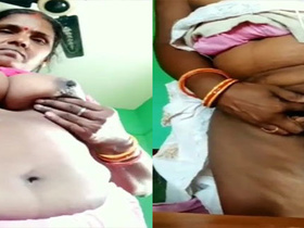 Desi village aunts show off their big boobs and pussy in VC