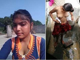 Exclusive video of a cute Indian girl taking a bath