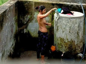 Desi girl takes a bath behind the door - Part 2