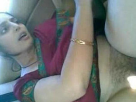 Indian housewife gives oral and gets fucked in the backseat of a car