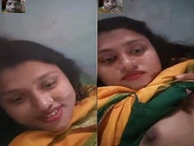 Bangladeshi girlfriend flaunts her large breasts for her lover