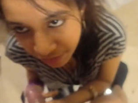 Super cute girl gives clear hindi talk while giving blowjob to guys