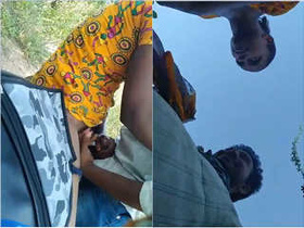 Outdoor sex scene featuring a Desi girl giving a blowjob and getting fucked