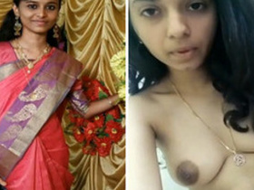 Desi girl's shaved pussy and perky breasts on display