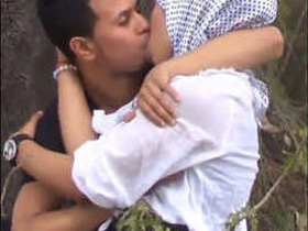 Arab couple's outdoor display of passionate kissing and breast play
