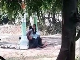 College lover gets spied on while having outdoor sex in dress