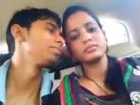 Desi couple shares a passionate kiss while driving in the car