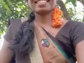 Telugu bhabhi reveals her pussy and ass in a village setting