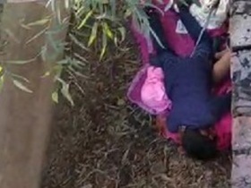 Desi couple enjoys outdoor sex in village