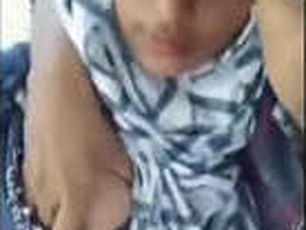Desi hijab girl kisses and fondles breasts