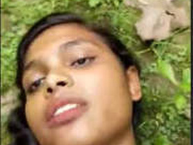 Super cute girl's outdoor fucking session with loud moans