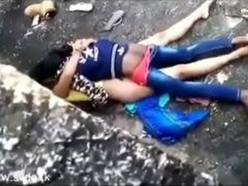 College girl gets caught in the act of outdoor sex