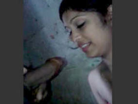 Desi girl gives a blowjob in the bathroom, with talking and must-watch tag