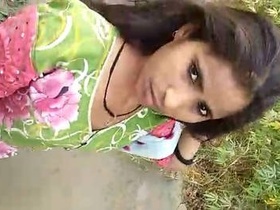 Desi village girl gives blowjob and gets fucked in the open air
