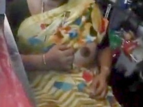 Aunty flaunts her big breasts in front of the store owner