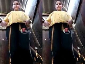 Exclusive video of a Desi girl stripping down and revealing her boobs and pussy
