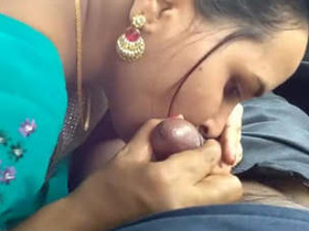 Bhabhi and lover passionately kissing and giving each other handjobs in the car