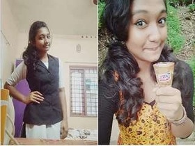 Hubby's surprise: Indian babe's boob play and sex with him