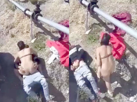 Desi couple gets caught in the act during daytime outdoor sex