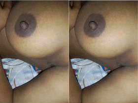 Amateur Indian wife records her big tits on video for husband
