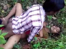 Telugu girlfriend enjoys a threesome with her friends in the woods